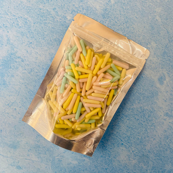 Premium Pastel Coloured | Matte Finish Rods Shape | Edible Sprinkles | 100g