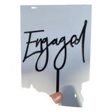 Engaged Stylish Cake Topper | Black