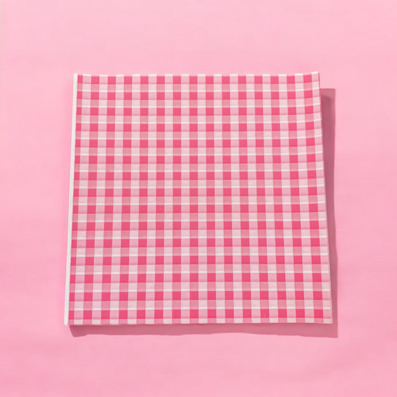 Pink and White Chex Printed Butter Paper | Pack of 50pcs