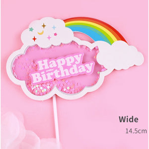 Pink Cloud Rainbow | Happy Birthday Cake topper for Kids