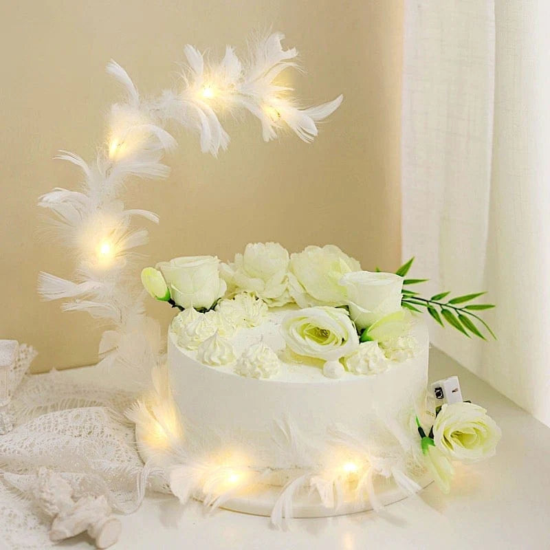Efavormart Real Feathers LED Light Up Cake Topper Adjustable Wedding Cake  Decor - Walmart.com